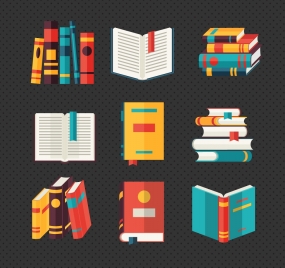 books decoration vector sets design with various styles