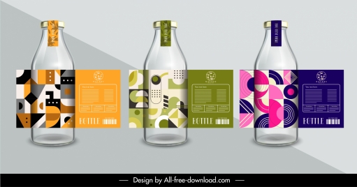 bottle decorative label templates elegant abstract geometry design
