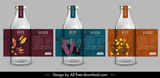 bottle labels templates modern elegant dark colored design