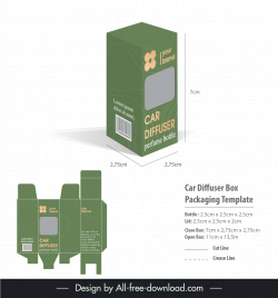 box car diffuser packaging template modern 3d flat sketch