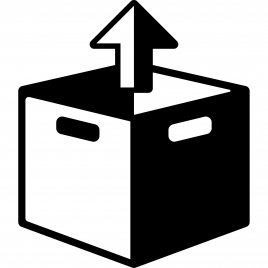 box open sign icon 3d cube arrow contrast black white