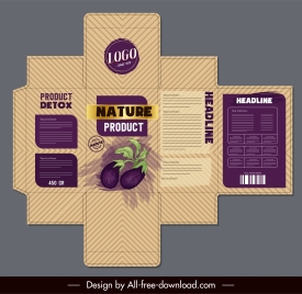 box package template vilolet eggplant sketch classical design