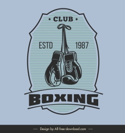 boxing club sign template flat classical gloves sketch