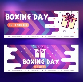 boxing day banner templates gift icons flat decor