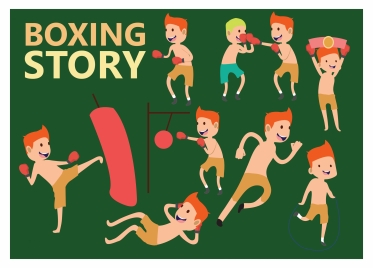 boxing story vector illustration with boxers gestures