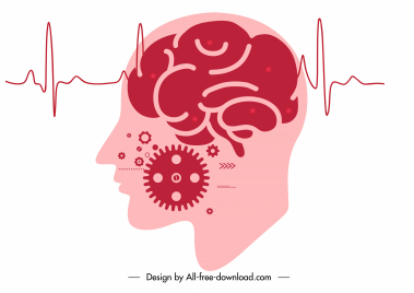 brain storming conceptual icon head gears waves sketch