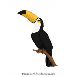 brazil design elements cute cartoon toucan bird sketch