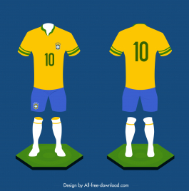 brazil football kit template modern 3d sketch