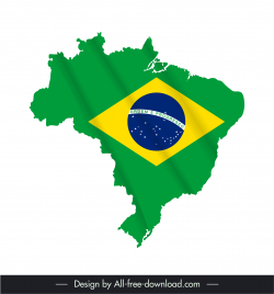 brazil symbol icon flat flag map elements sketch