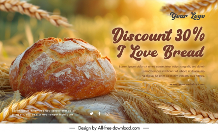 bread store banner discount template elegant wheat closeup