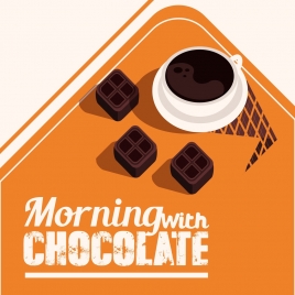 breakfast banner chocolate candies coffee cup icons decor