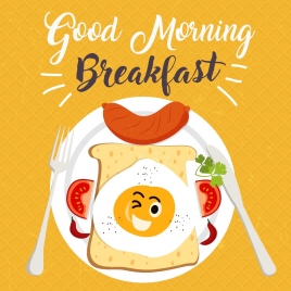 breakfast banner stylized food icon decoration