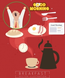 breakfast design elements various colored symbols