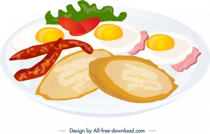 breakfast icon bacon bread egg ingredients decor