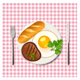 breakfast with beef egg and bread