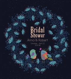 bridal shower banner birds flowers icons decoration