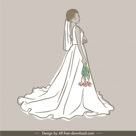 bride dress design elements elegant silhouette handdrawn