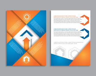 brochure background with colored geometric and arrow design