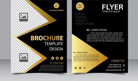 brochure flyer template golden dark decoration contrast style