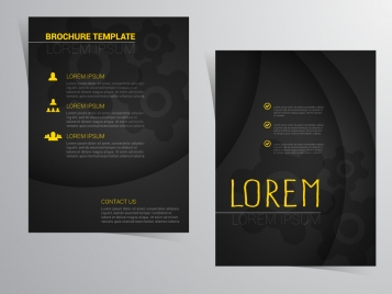 brochure template design with black and yellow vignette