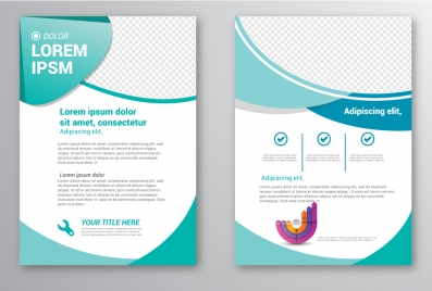 brochure template design with checkered curves illustration