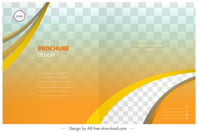 brochure template modern bright checkered curves ornament