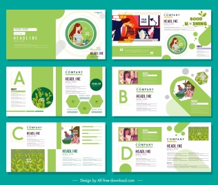 brochure templates healthy life theme bright green white