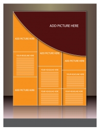 brochure with simple style in orange and brown