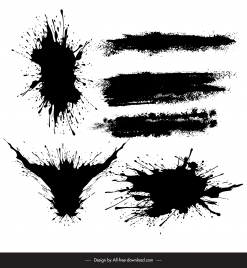 brush ink design elements black white grunge dynamic