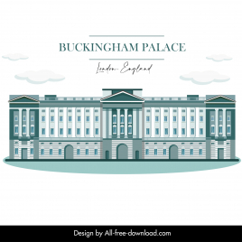 buckingham palace architecture template flat classical sketch