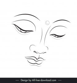 buddha face  logotype black white handdrawn sketch