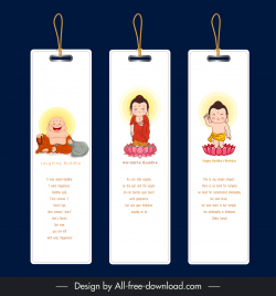 buddhism bookmarks templates funny cute cartoon sketch