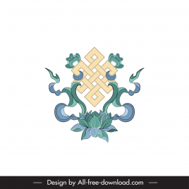 buddhism symbol template elegant symmetric lotus curves frame shape