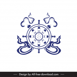 buddhism wheel of life icon symmetric sketch