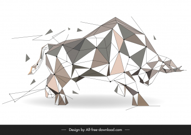 buffalo icon dynamic geometric forex trading design element low polygonal sketch