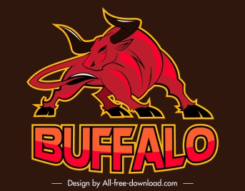 buffalo logo template black red handdrawn sketch