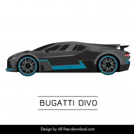 bugatti divo car model icon flat modern side view design