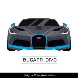 bugatti divo car model icon flat symmetric front view design
