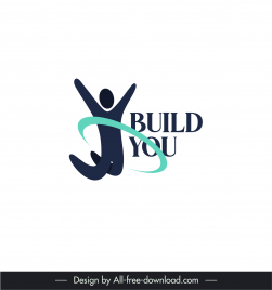 build you logotype jumping person sketch texts decor