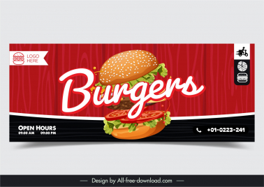 burgers advertising banner template dynamic contrast