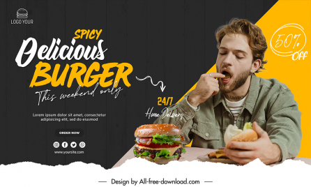 burgers discount banner template realistic contrast