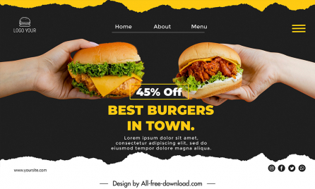 burgers discount landing page template dynamic design