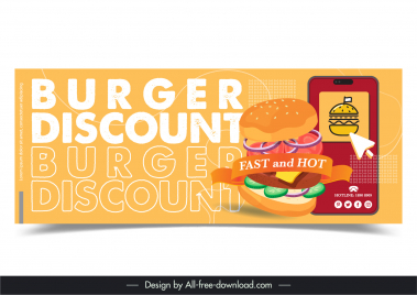 burgers discount poster template hamburger smartphone sketch