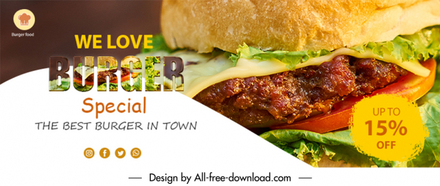 burgers menu facebook cover modern realistic closeup design
