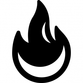 burn fire sign icon flat black white contrast sketch