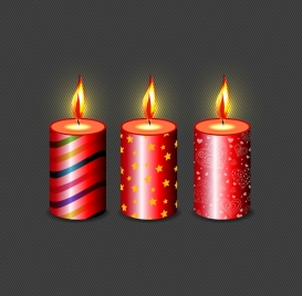 burning candles background shiny 3d red vertical icons