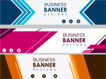 business banner sets colored modern design