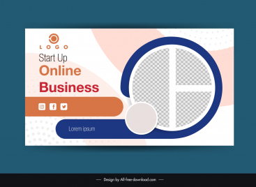 business banner template checkered circles layout