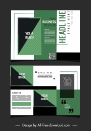 business brochure template elegant dark green white decor