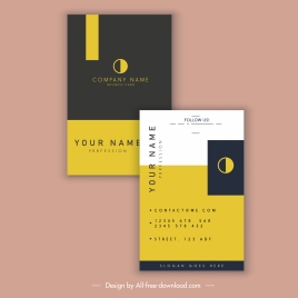 business card template black yellow modern flat design